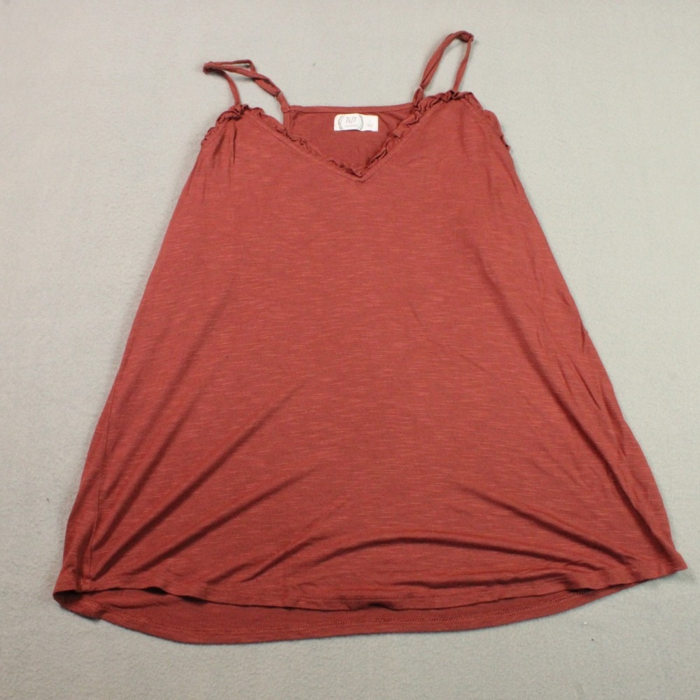 Maurices 24/7 Lace Trim Camisole Womens L Rust Orange Flowy Layering Tank
